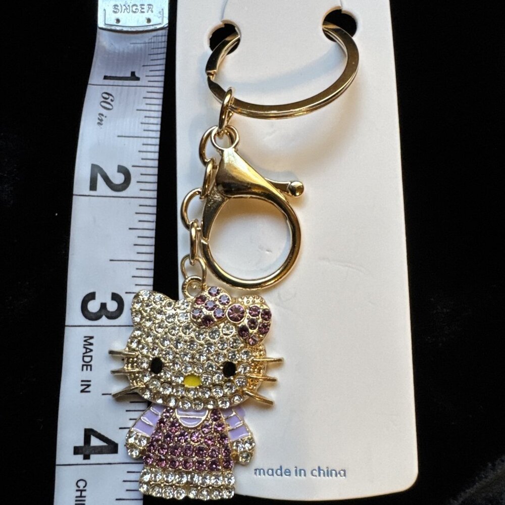 Kitty Bag Keychain Cute Hello Kitty Rhinestone Bag Charm Rhinestone Keyring New